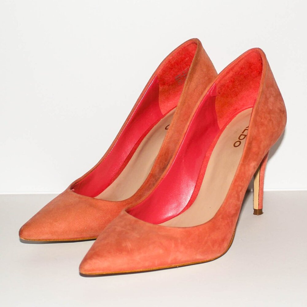 Aldo Peach Suede Pointed Heels